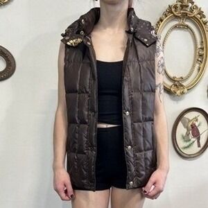 M Missoni Vintage Brown Quilted Puffer Vest Removable Hood 2
